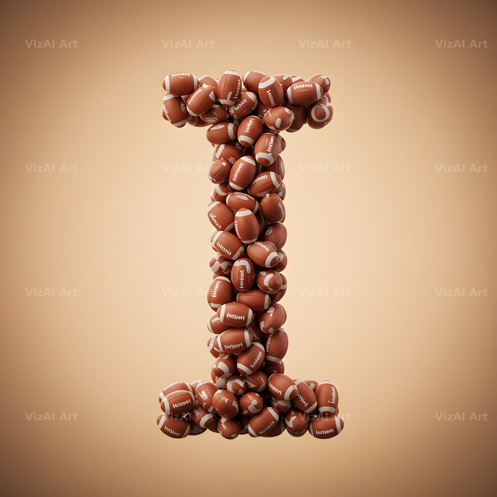 Rugby Ball Scrum alphabet letter I