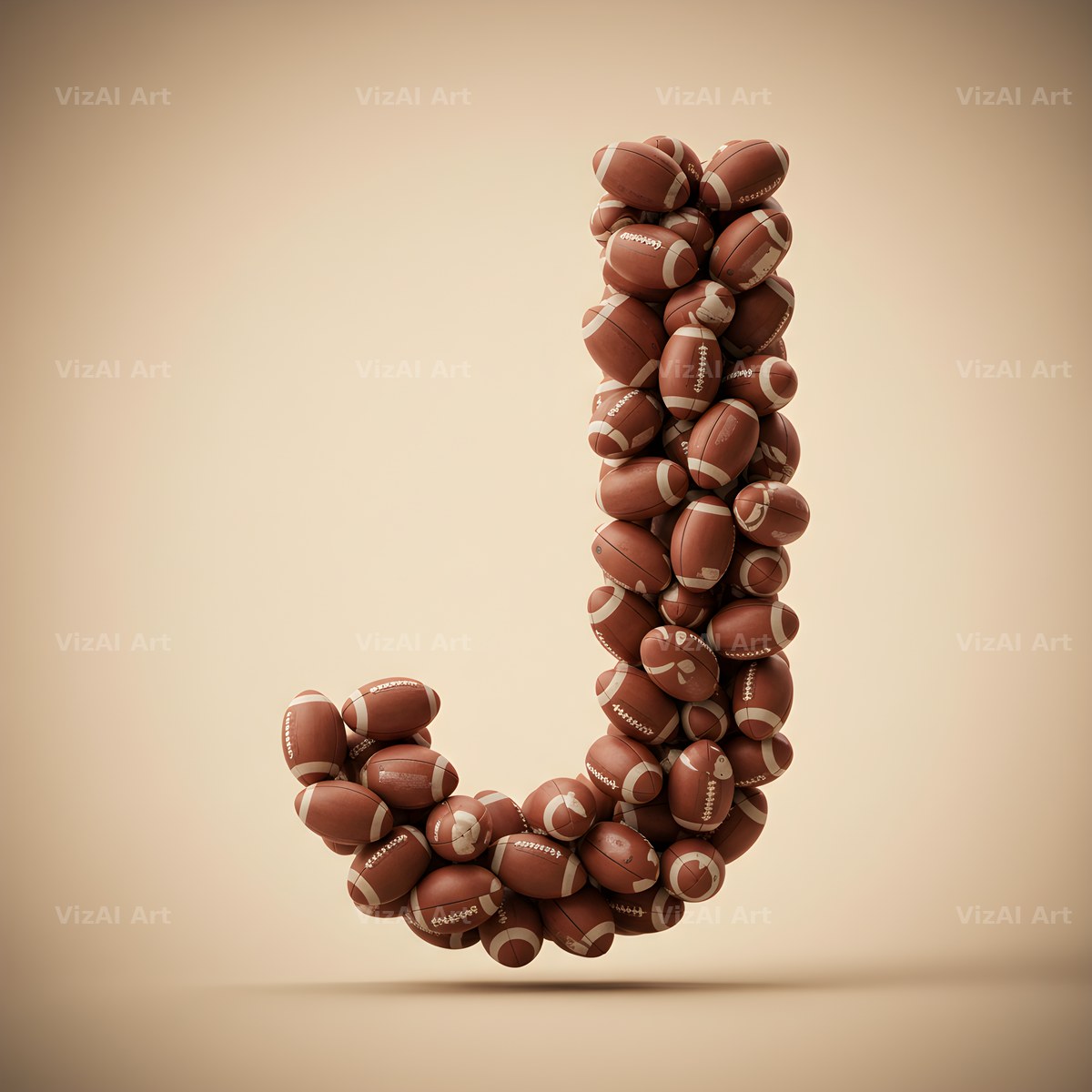 Rugby Ball Scrum alphabet letter J