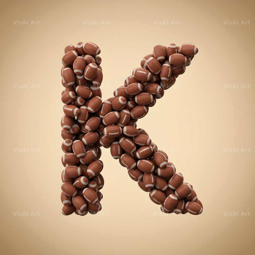 Rugby Ball Scrum alphabet letter K
