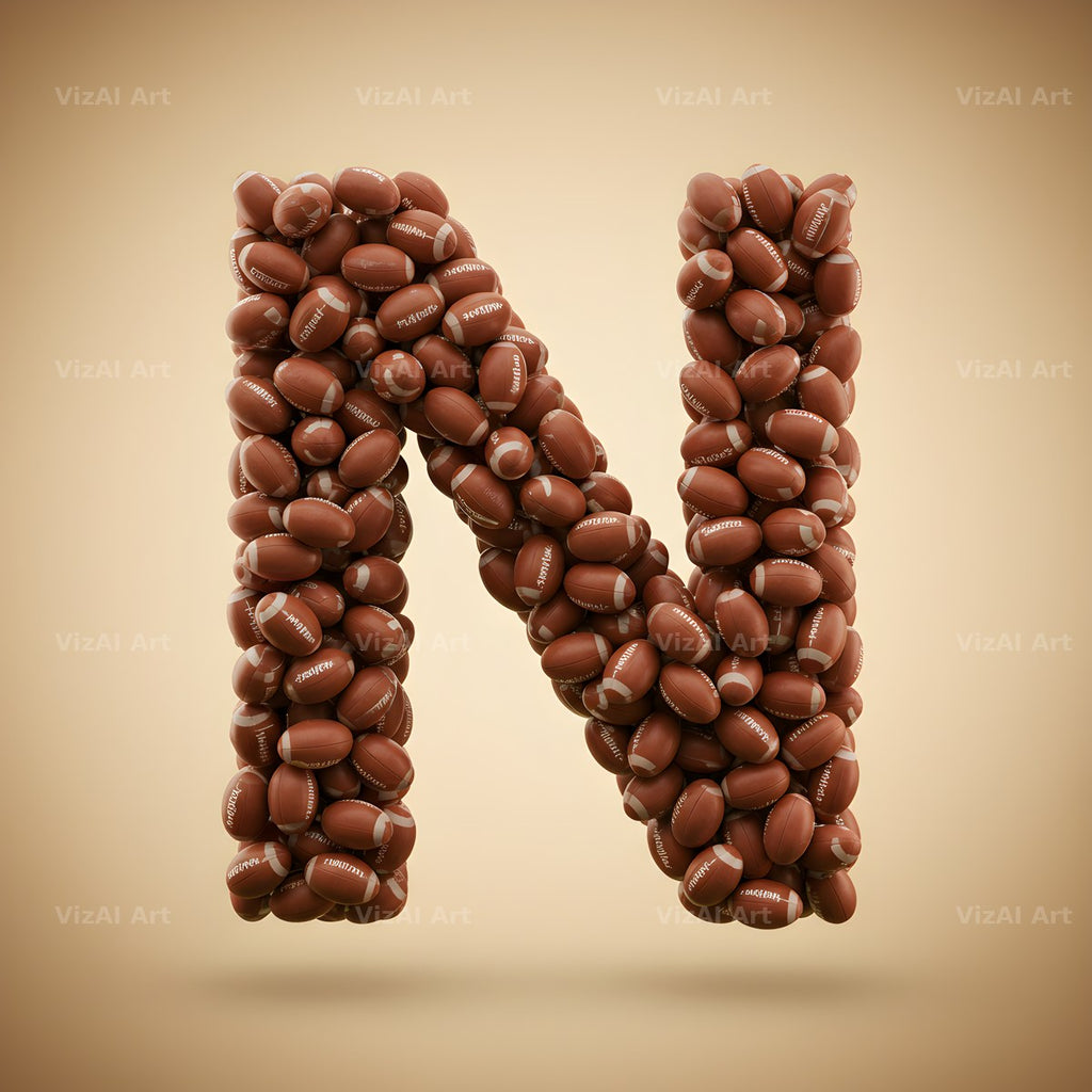 Rugby Ball Scrum alphabet letter N
