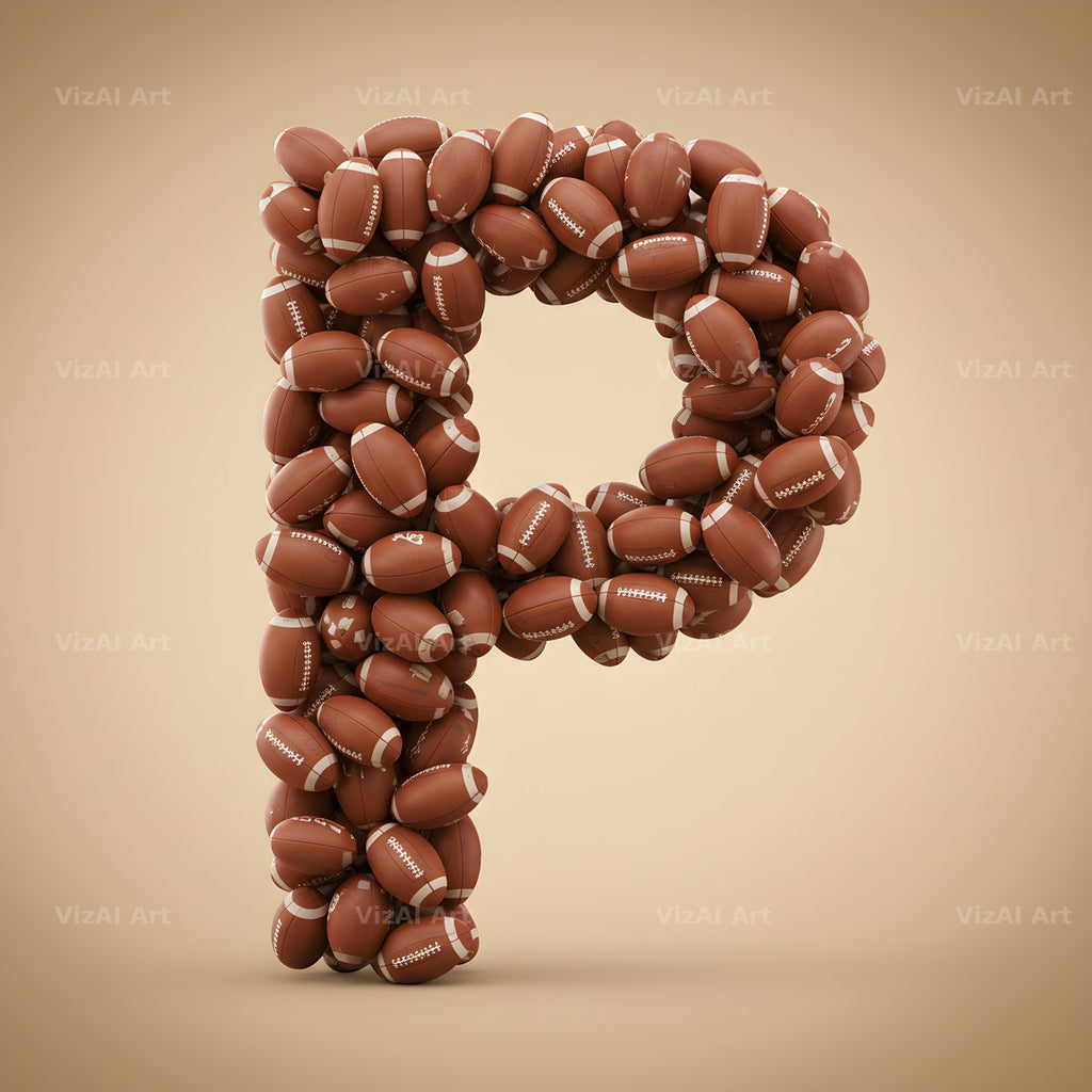 Rugby Ball Scrum alphabet letter P