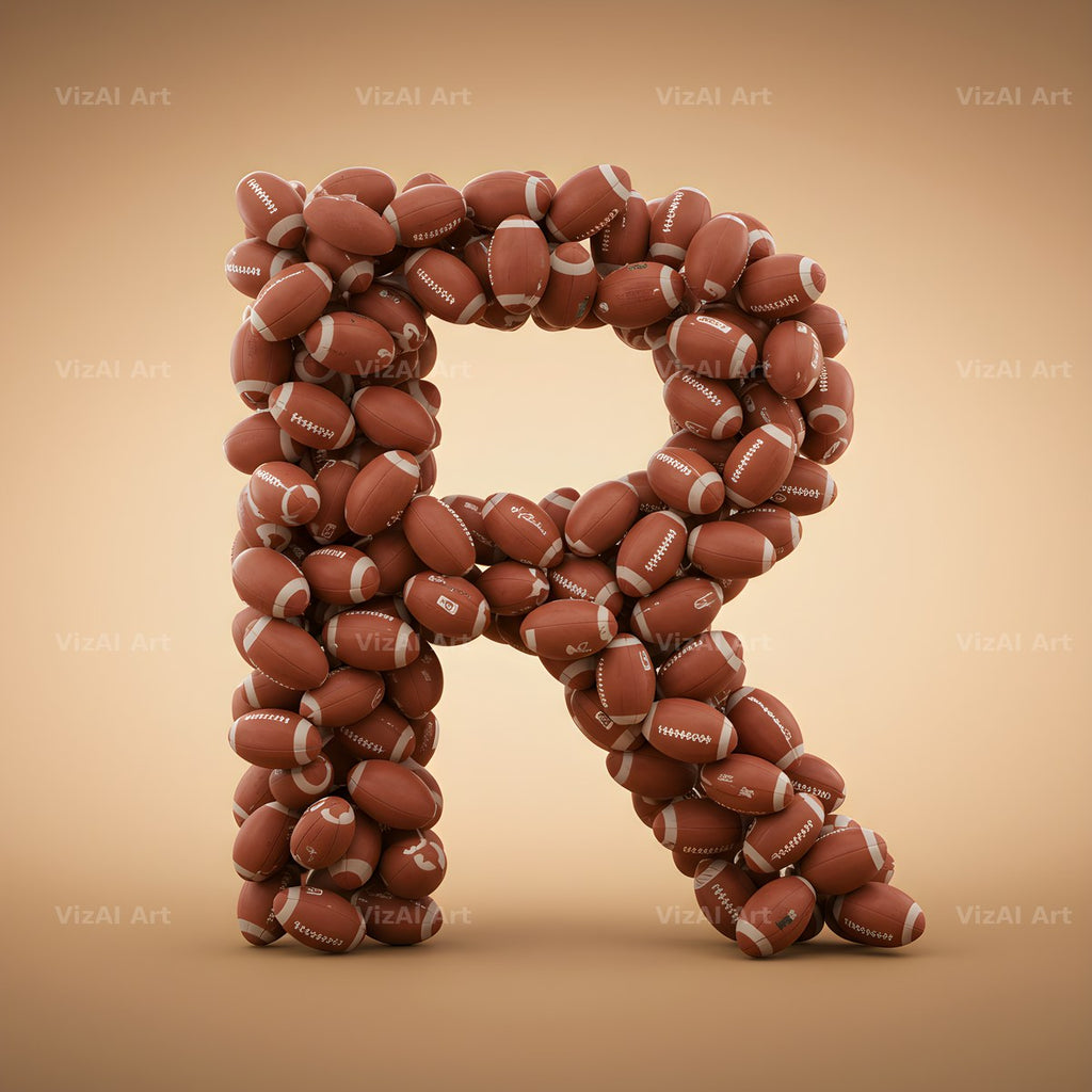 Rugby Ball Scrum alphabet letter R