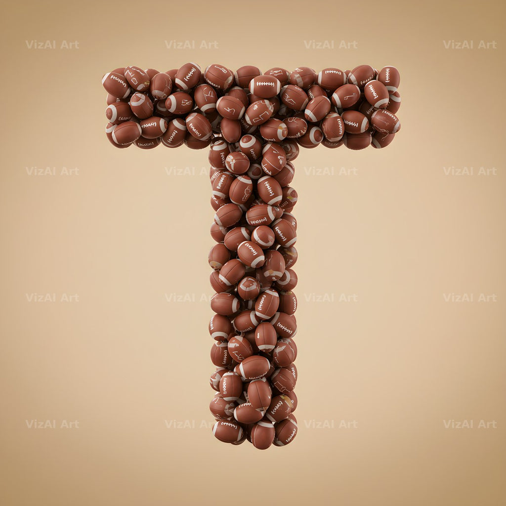 Rugby Ball Scrum alphabet letter T
