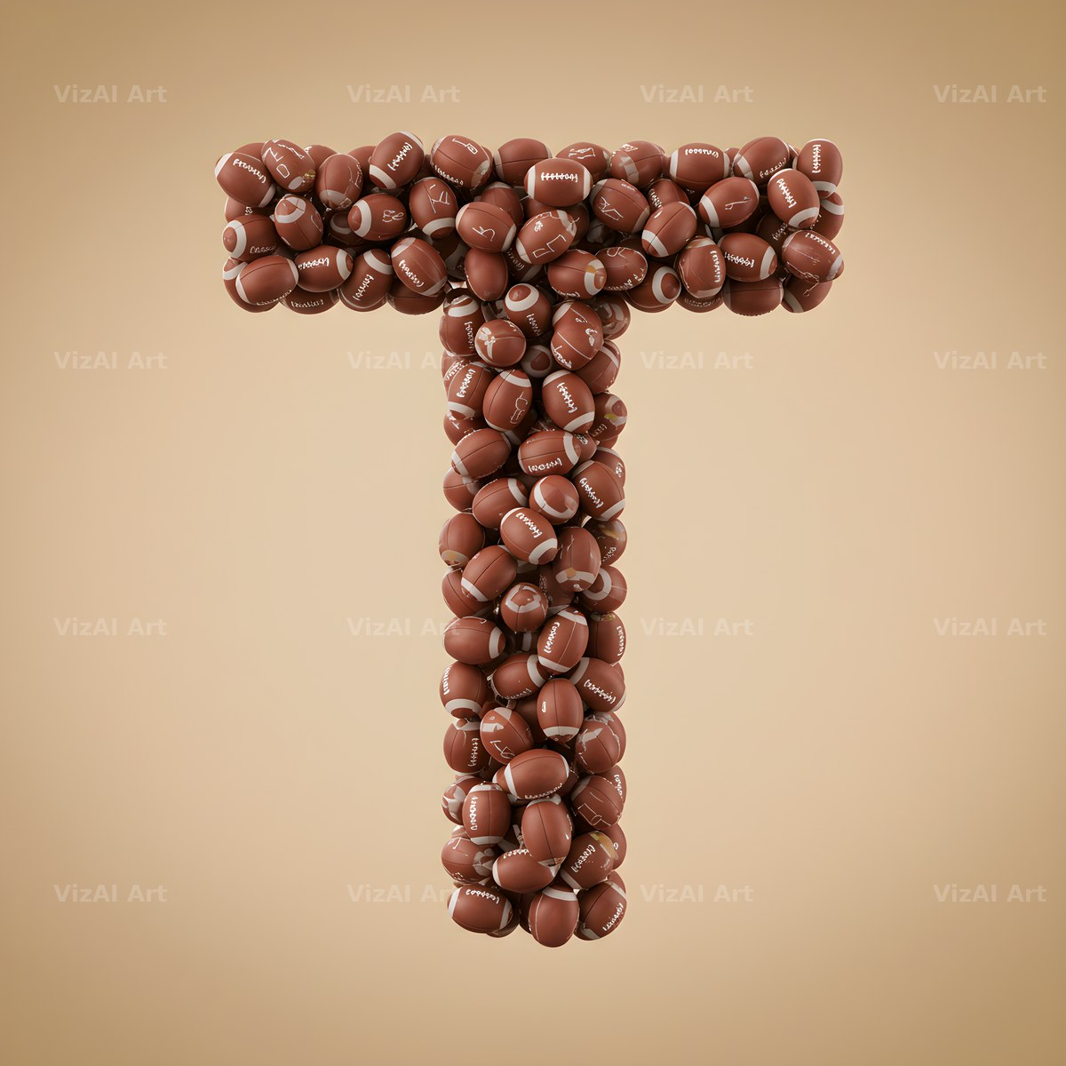 Rugby Ball Scrum alphabet letter T