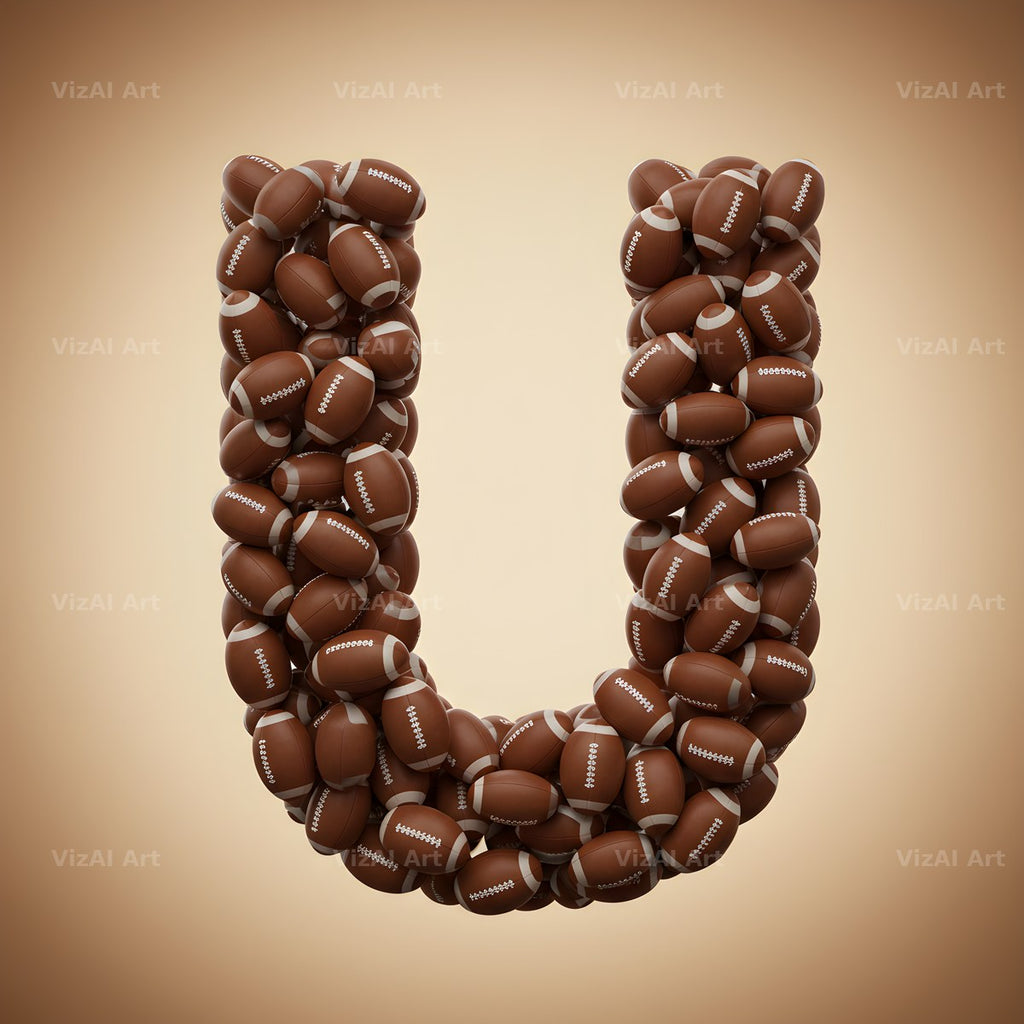 Rugby Ball Scrum alphabet letter U