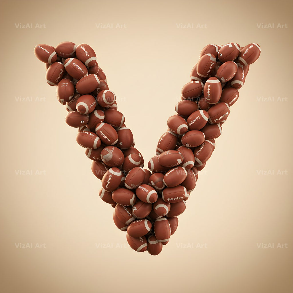 Rugby Ball Scrum alphabet letter V