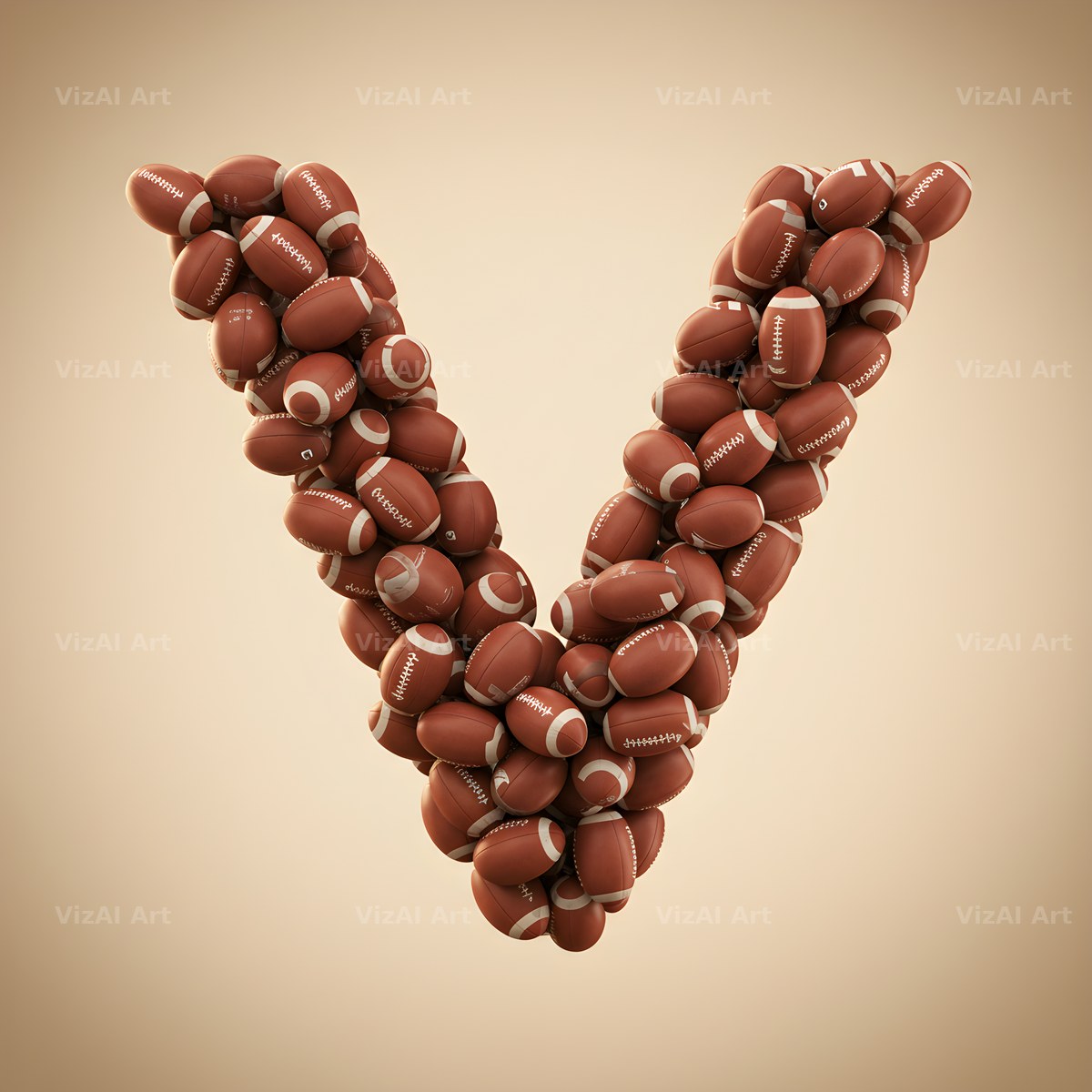 Rugby Ball Scrum alphabet letter V