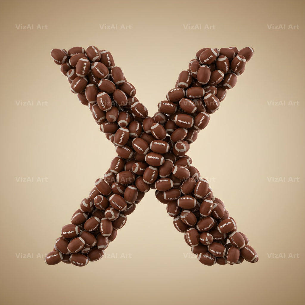 Rugby Ball Scrum alphabet letter X