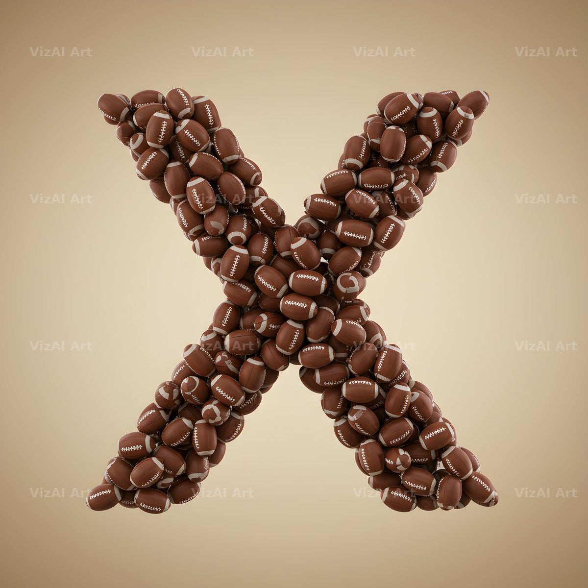 Rugby Ball Scrum alphabet letter X