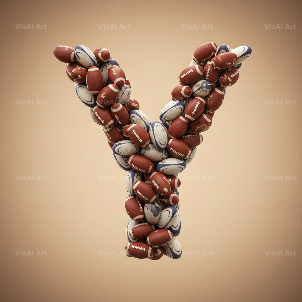 Rugby Ball Scrum alphabet letter Y