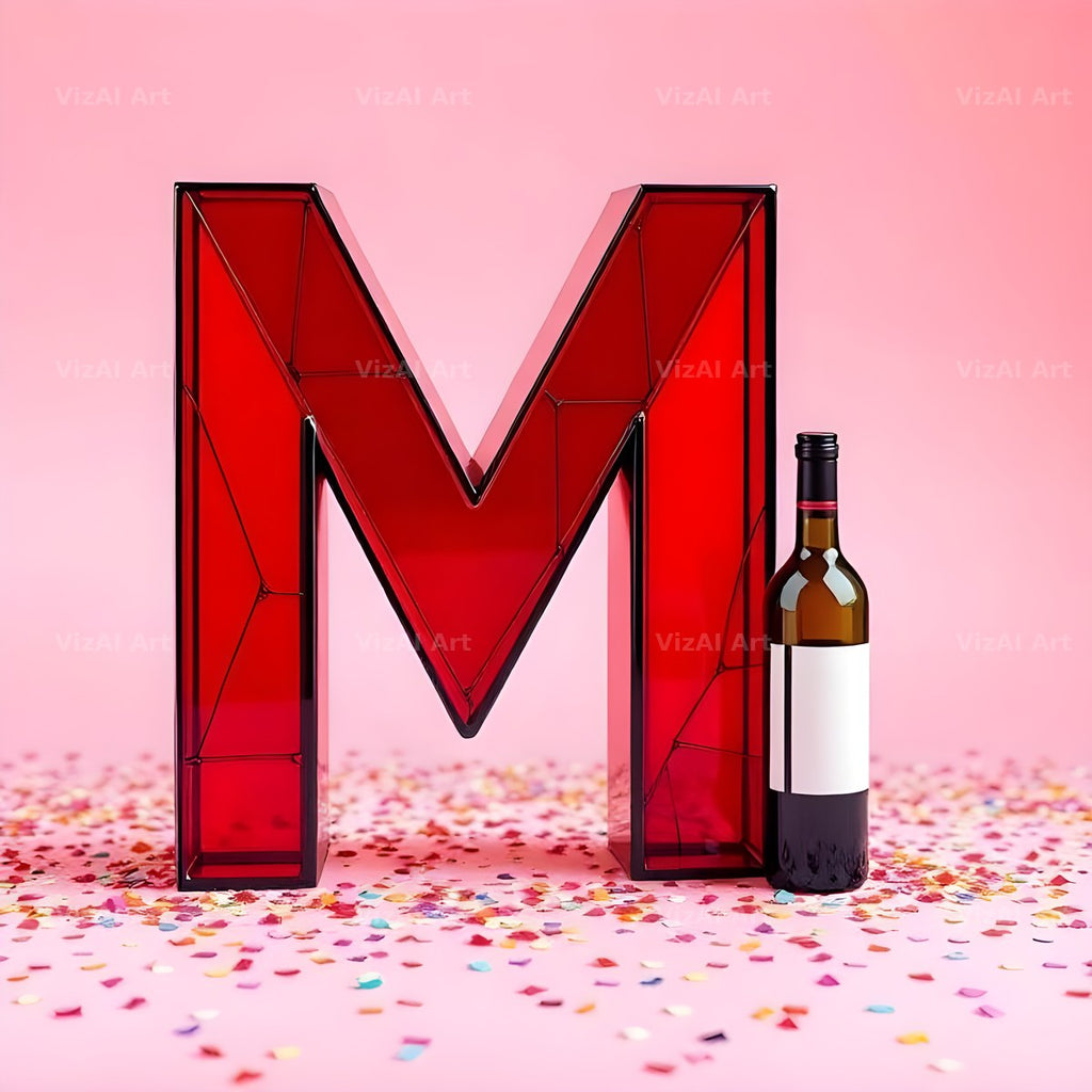 Red Wine Cellar alphabet letter M