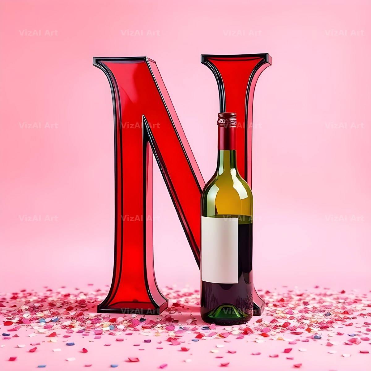 Red Wine Cellar alphabet letter N