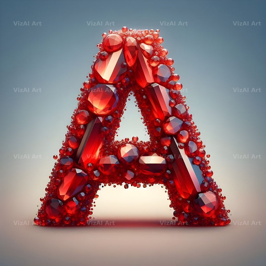 Ruby Red Crystal alphabet letter A