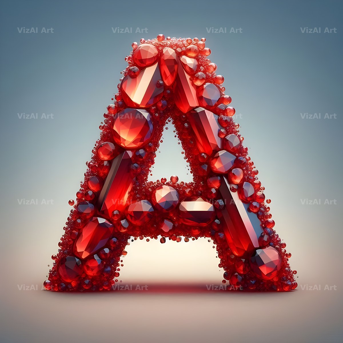 Ruby Red Crystal alphabet letter A