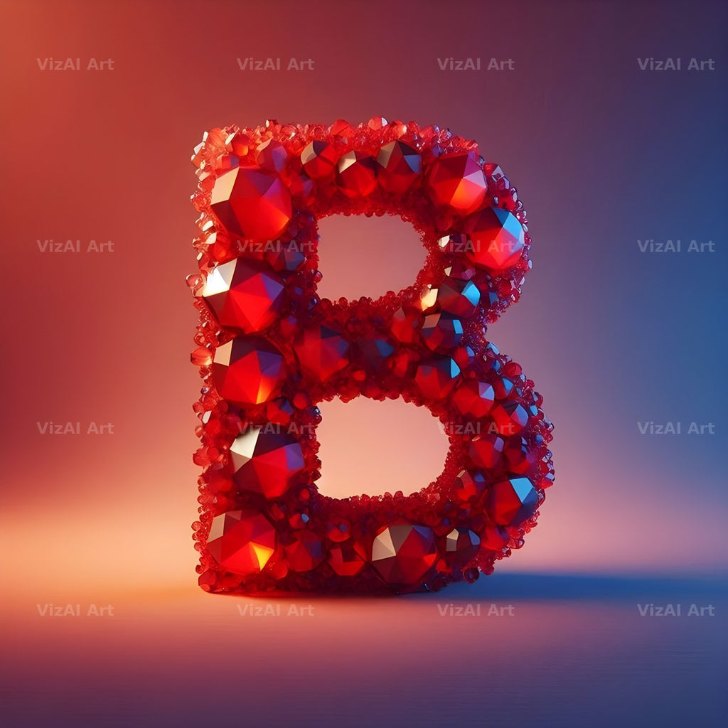 Ruby Red Crystal alphabet letter B
