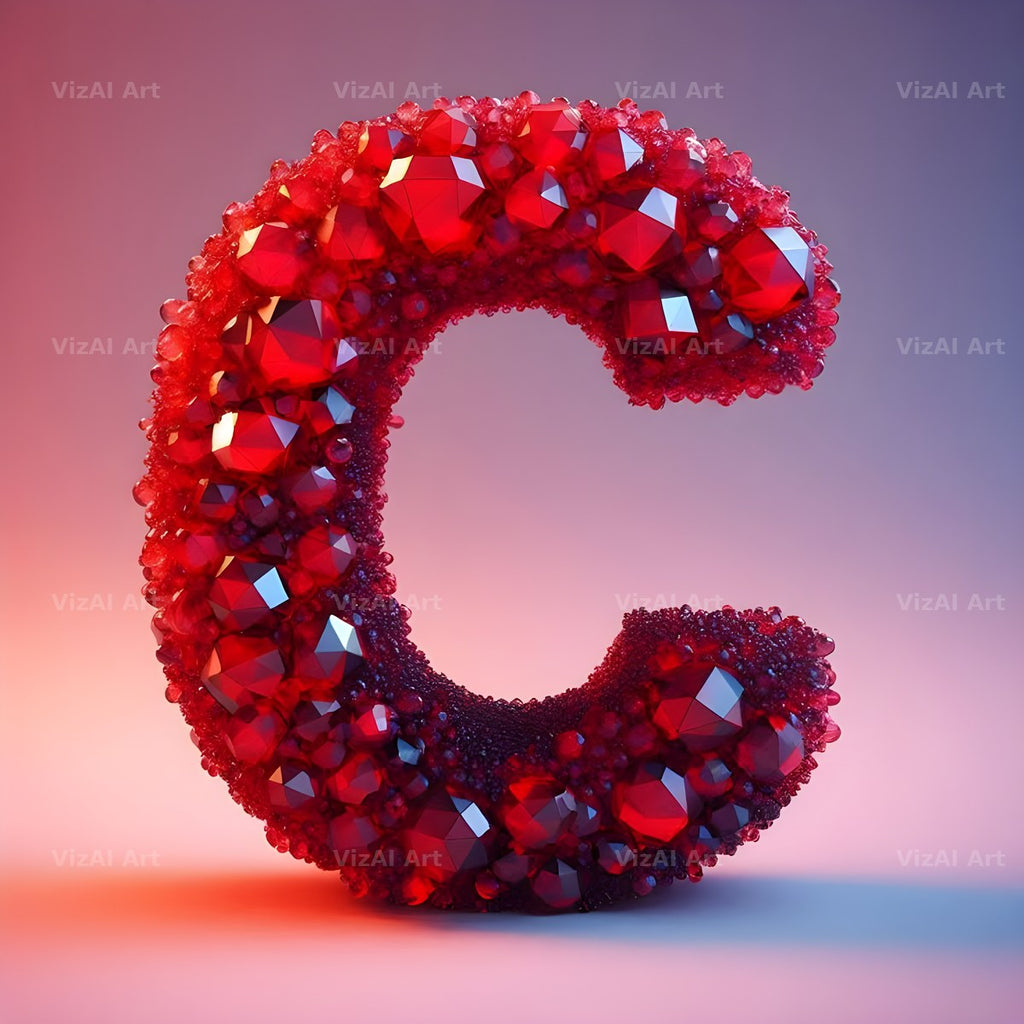 Ruby Red Crystal alphabet letter C