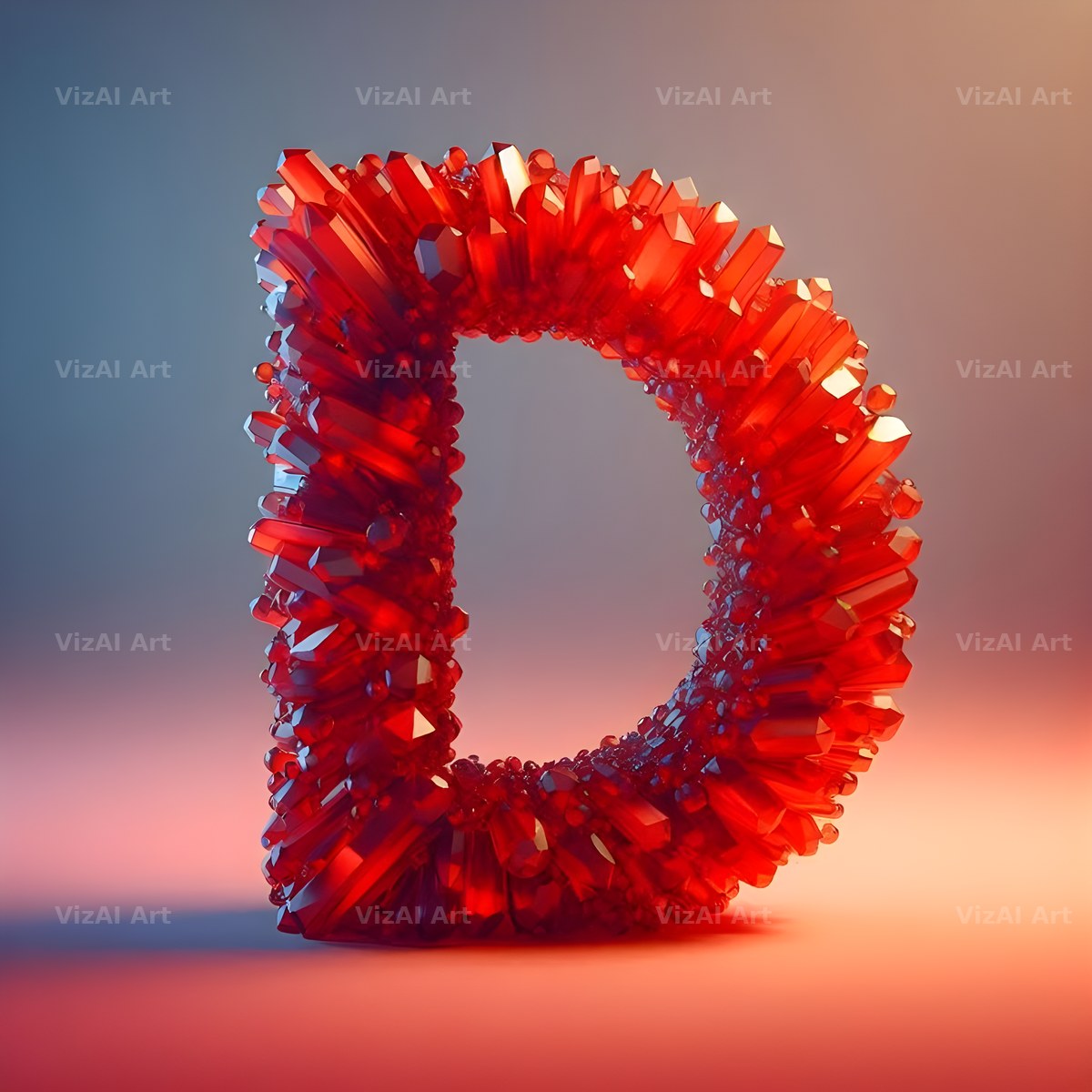 Ruby Red Crystal alphabet letter D