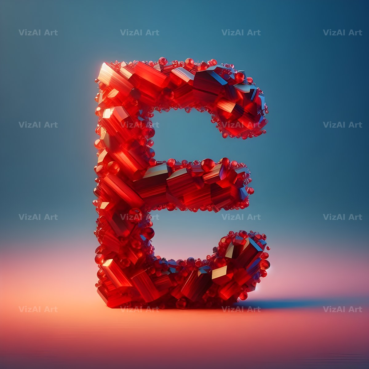Ruby Red Crystal alphabet letter E