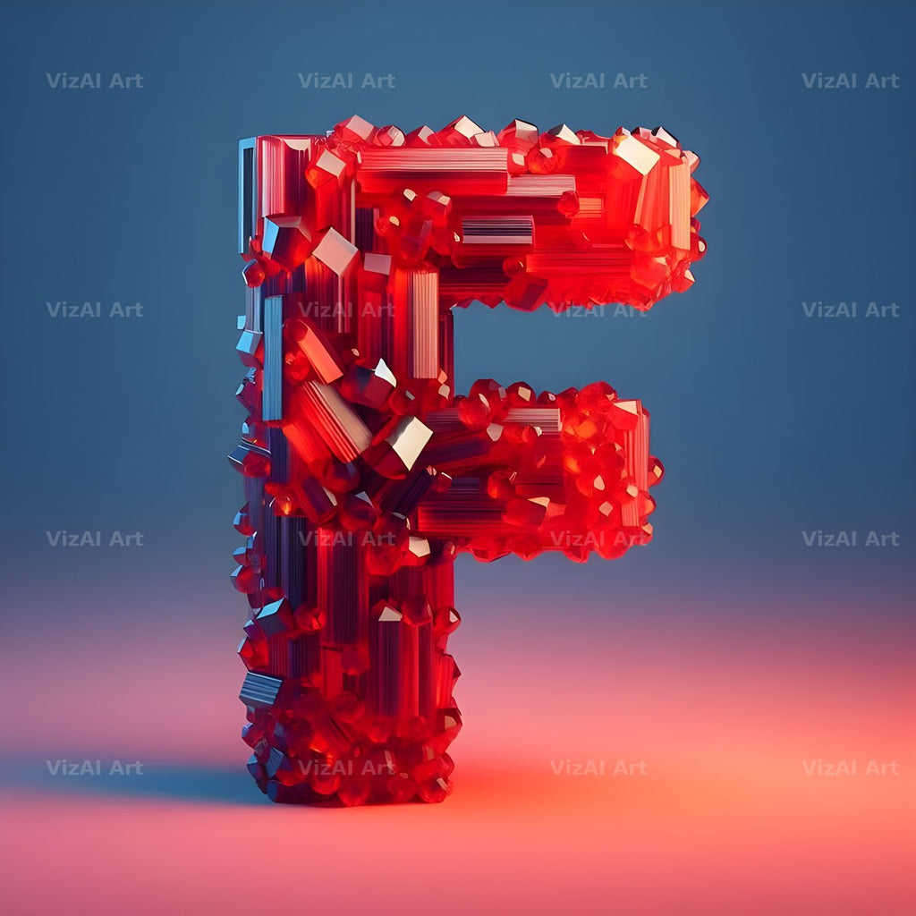 Ruby Red Crystal alphabet letter F