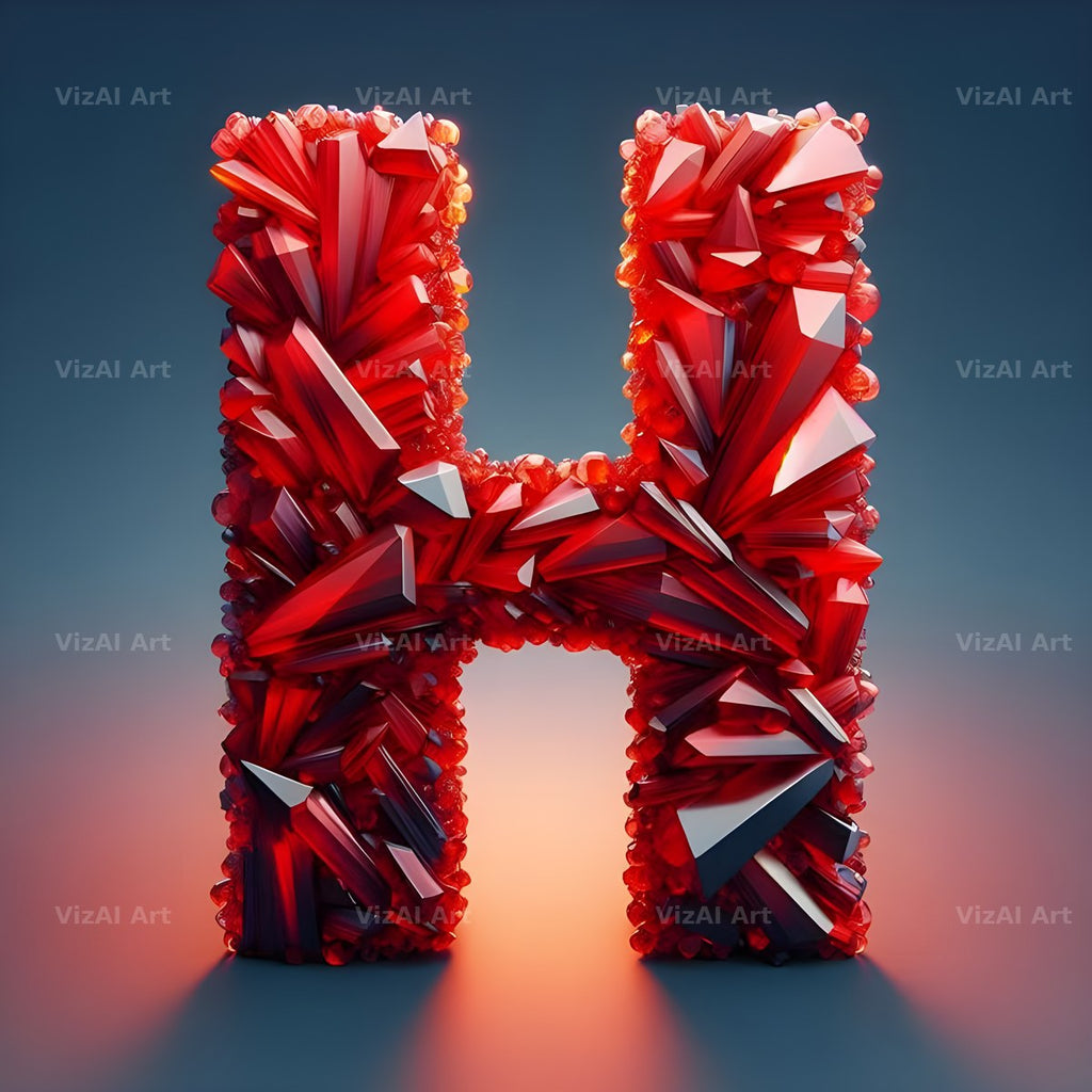 Ruby Red Crystal alphabet letter H