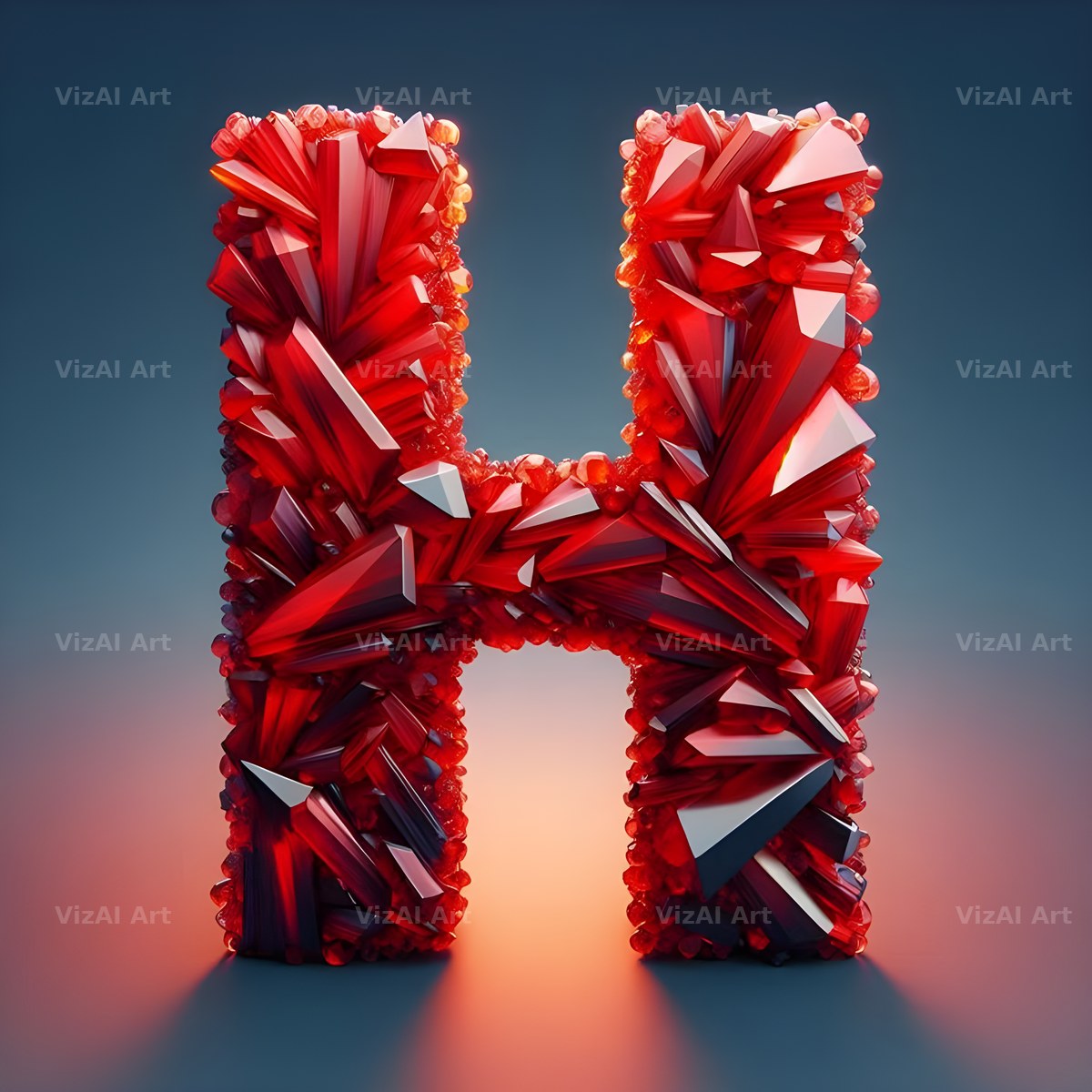 Ruby Red Crystal alphabet letter H