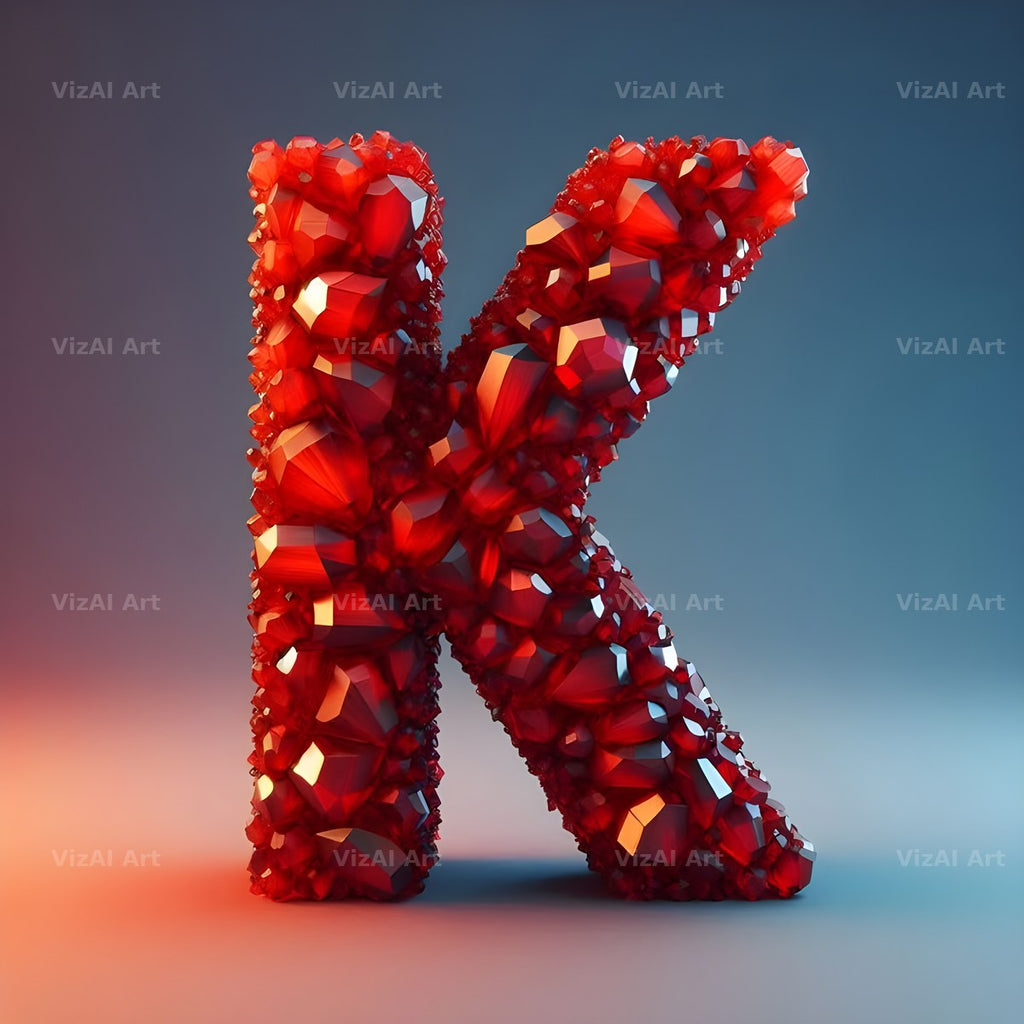 Ruby Red Crystal alphabet letter K