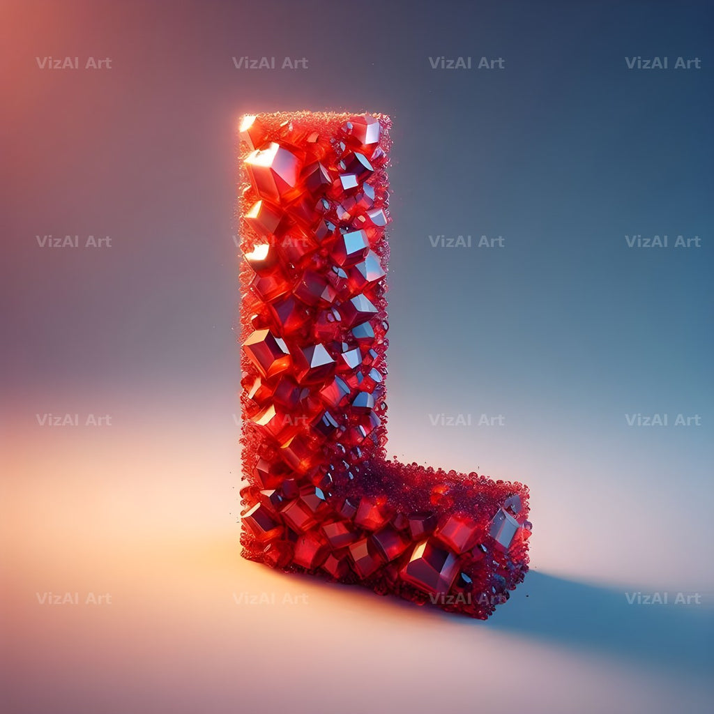 Ruby Red Crystal alphabet letter L