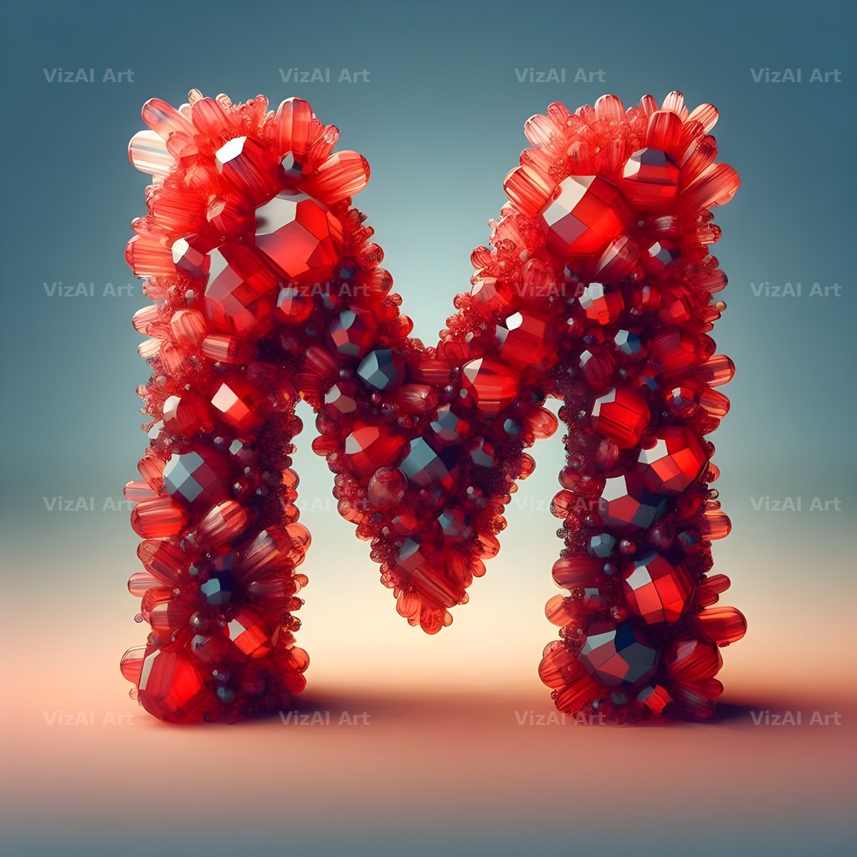 Ruby Red Crystal alphabet letter M