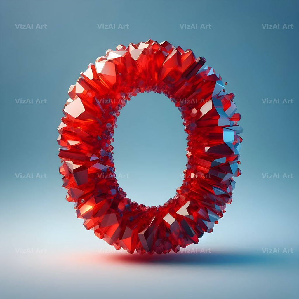 Ruby Red Crystal alphabet letter O