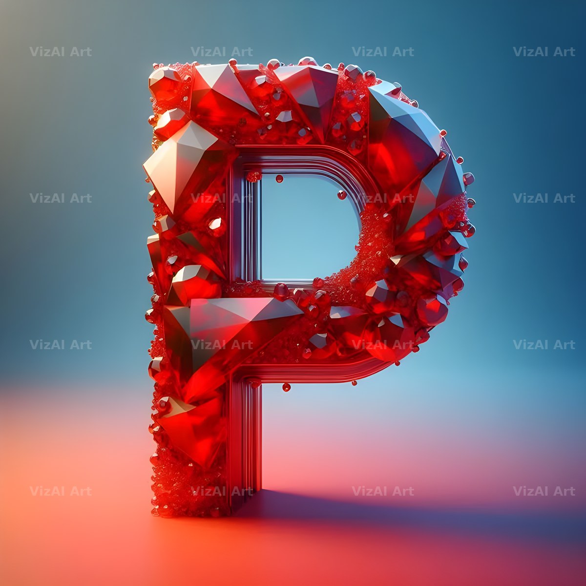 Ruby Red Crystal alphabet letter P
