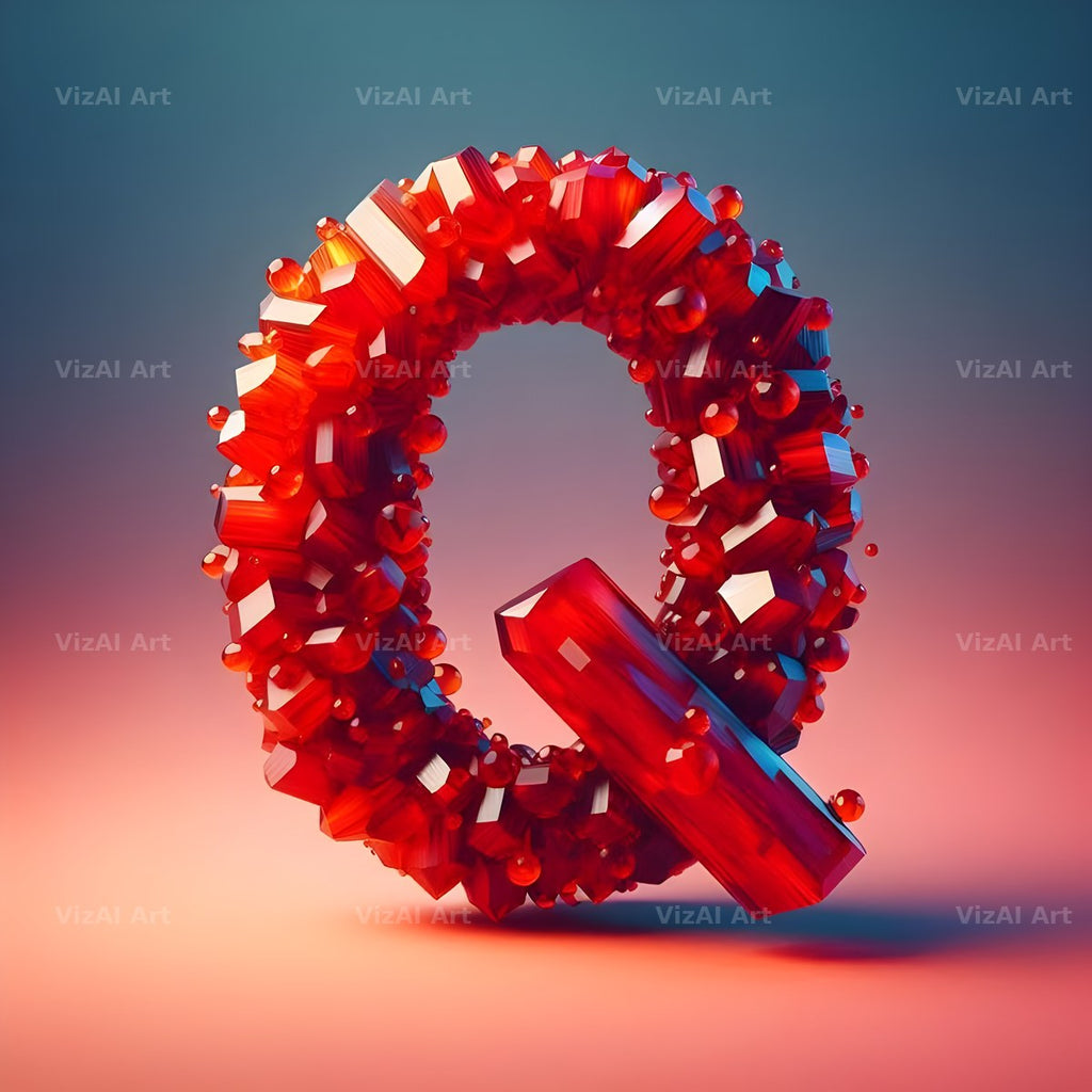 Ruby Red Crystal alphabet letter Q