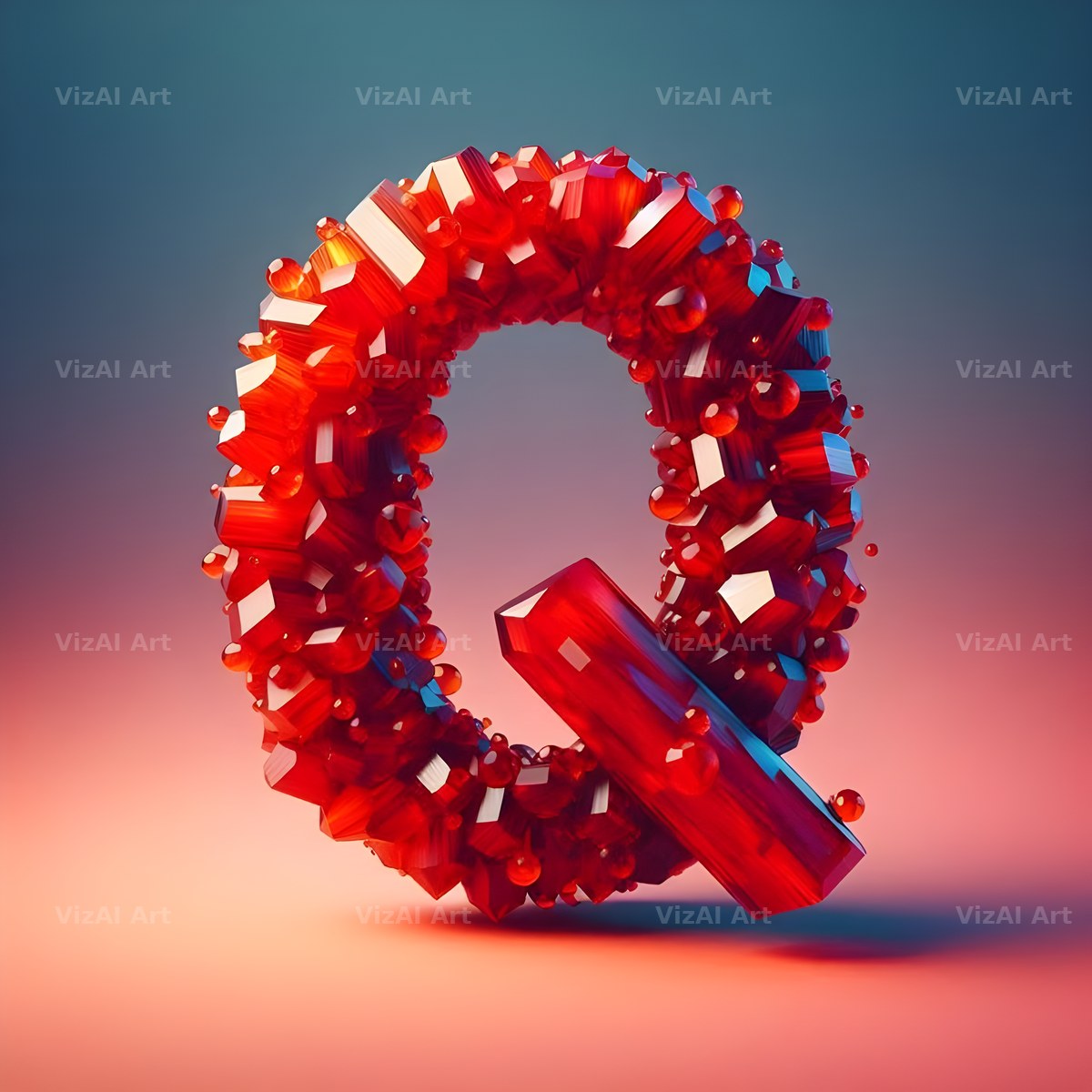 Ruby Red Crystal alphabet letter Q