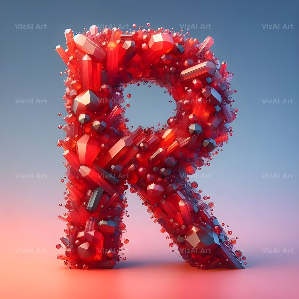Ruby Red Crystal alphabet letter R