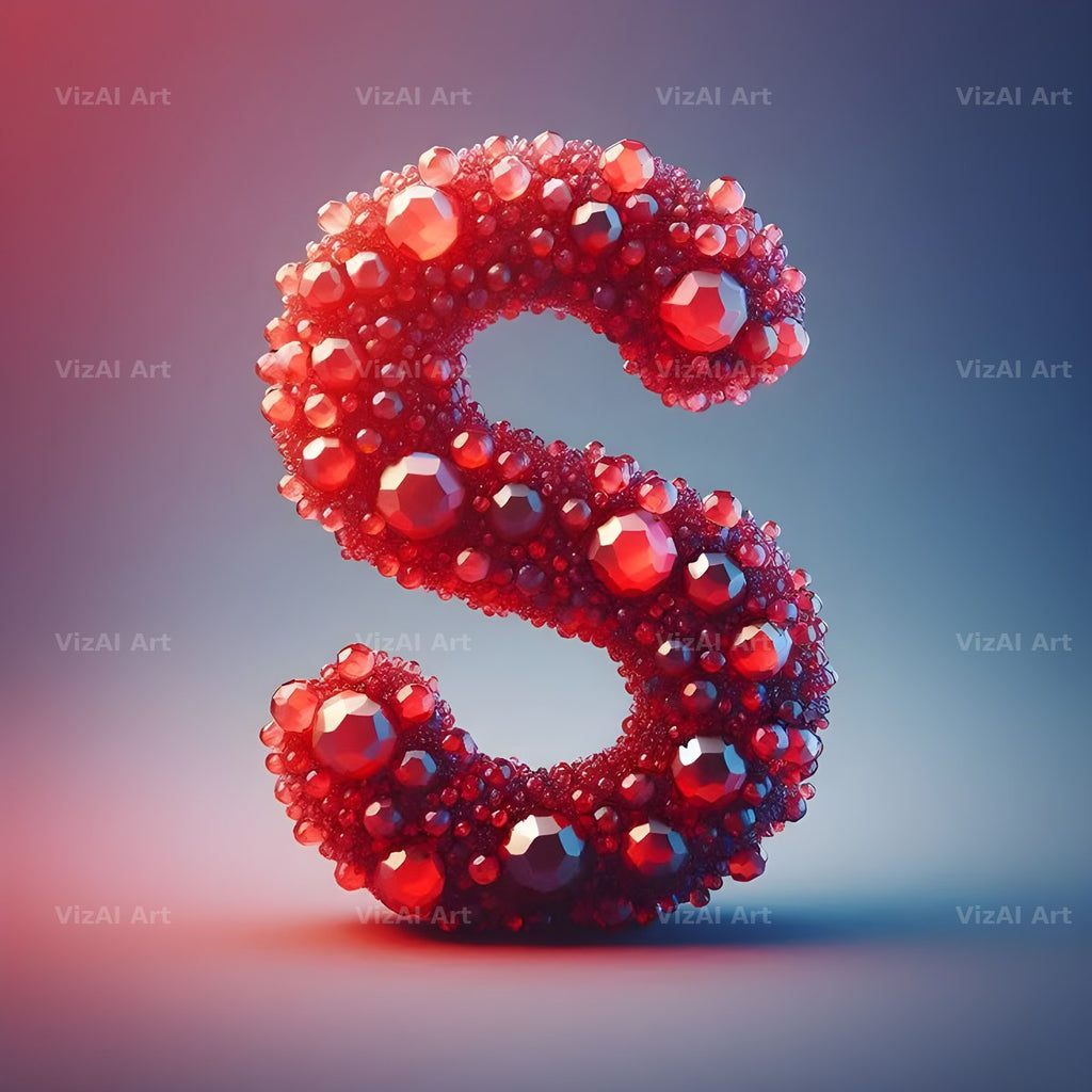 Ruby Red Crystal alphabet letter S