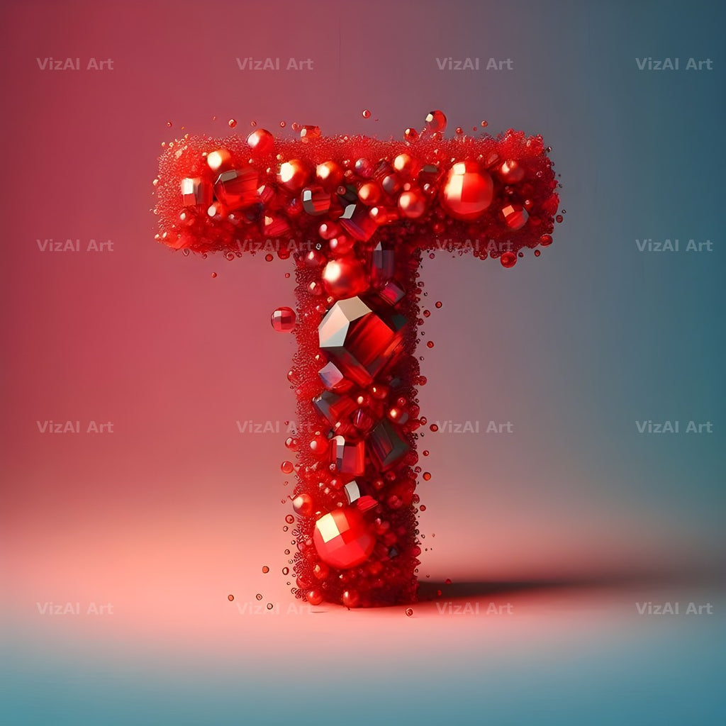 Ruby Red Crystal alphabet letter T