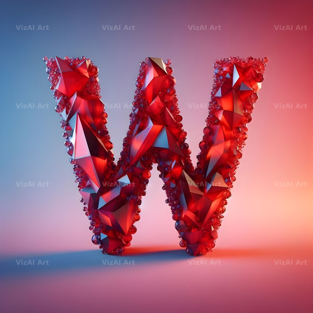 Ruby Red Crystal alphabet letter W