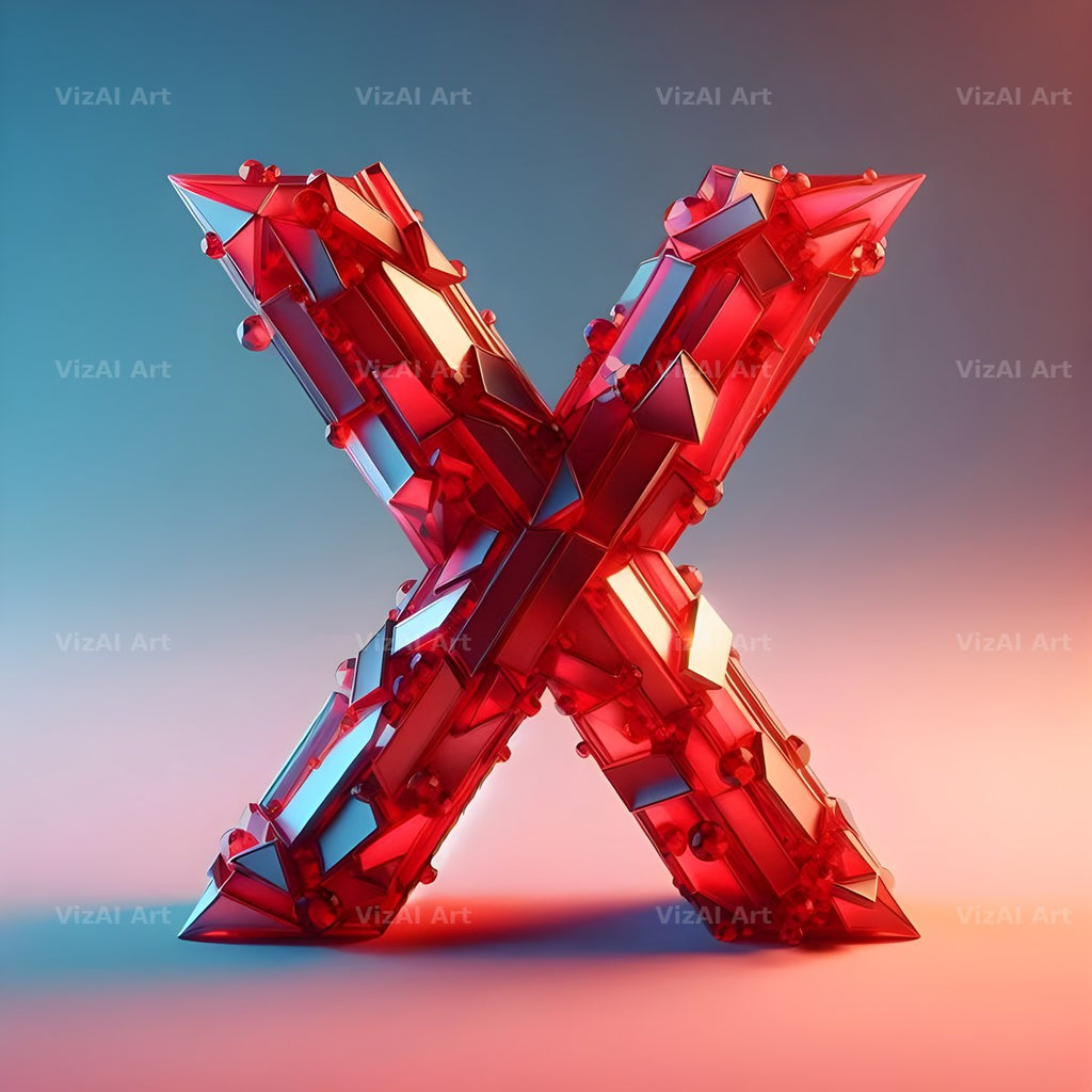 Ruby Red Crystal alphabet letter X