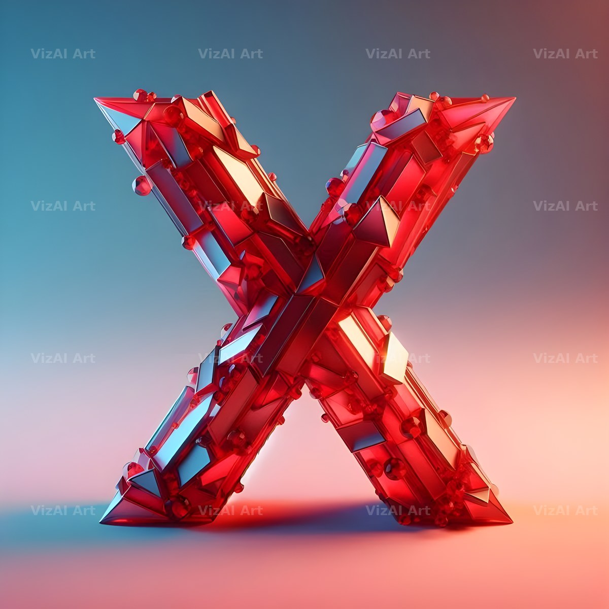 Ruby Red Crystal alphabet letter X