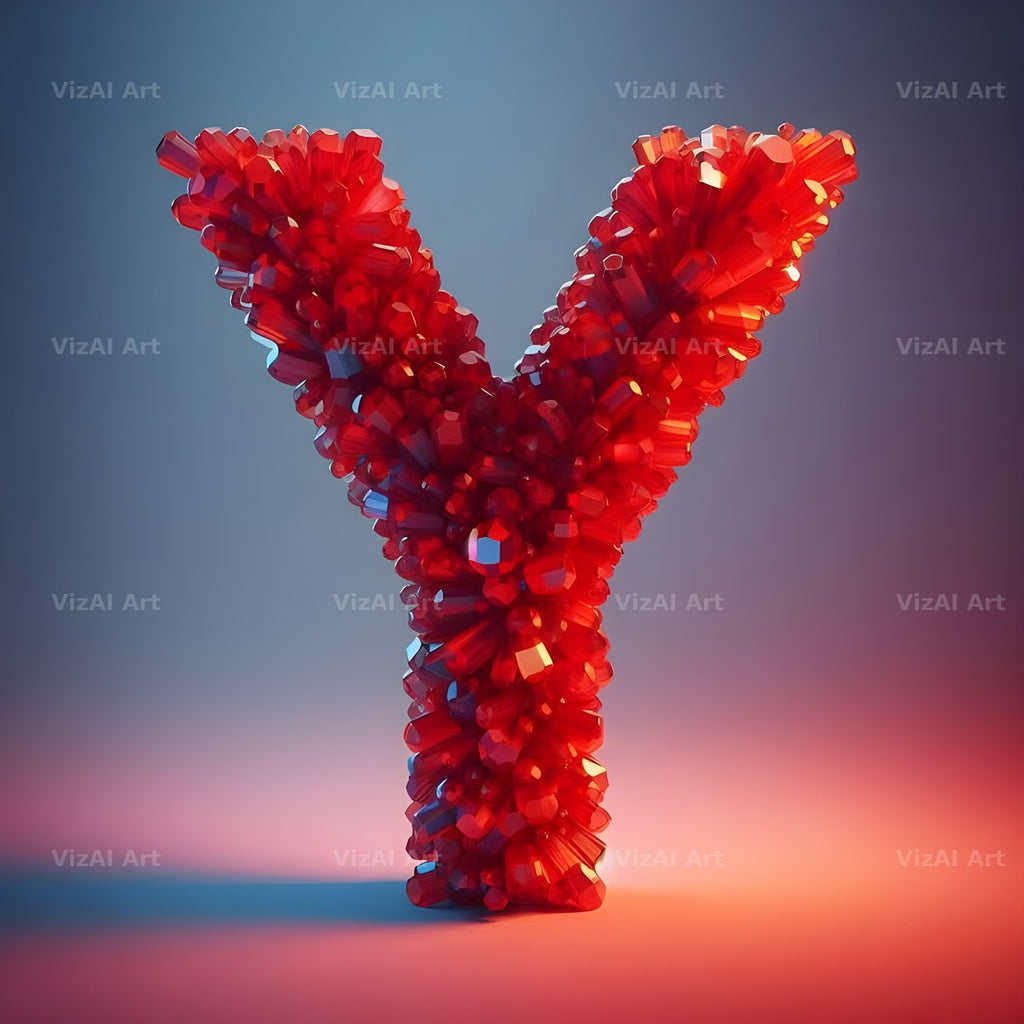 Ruby Red Crystal alphabet letter Y