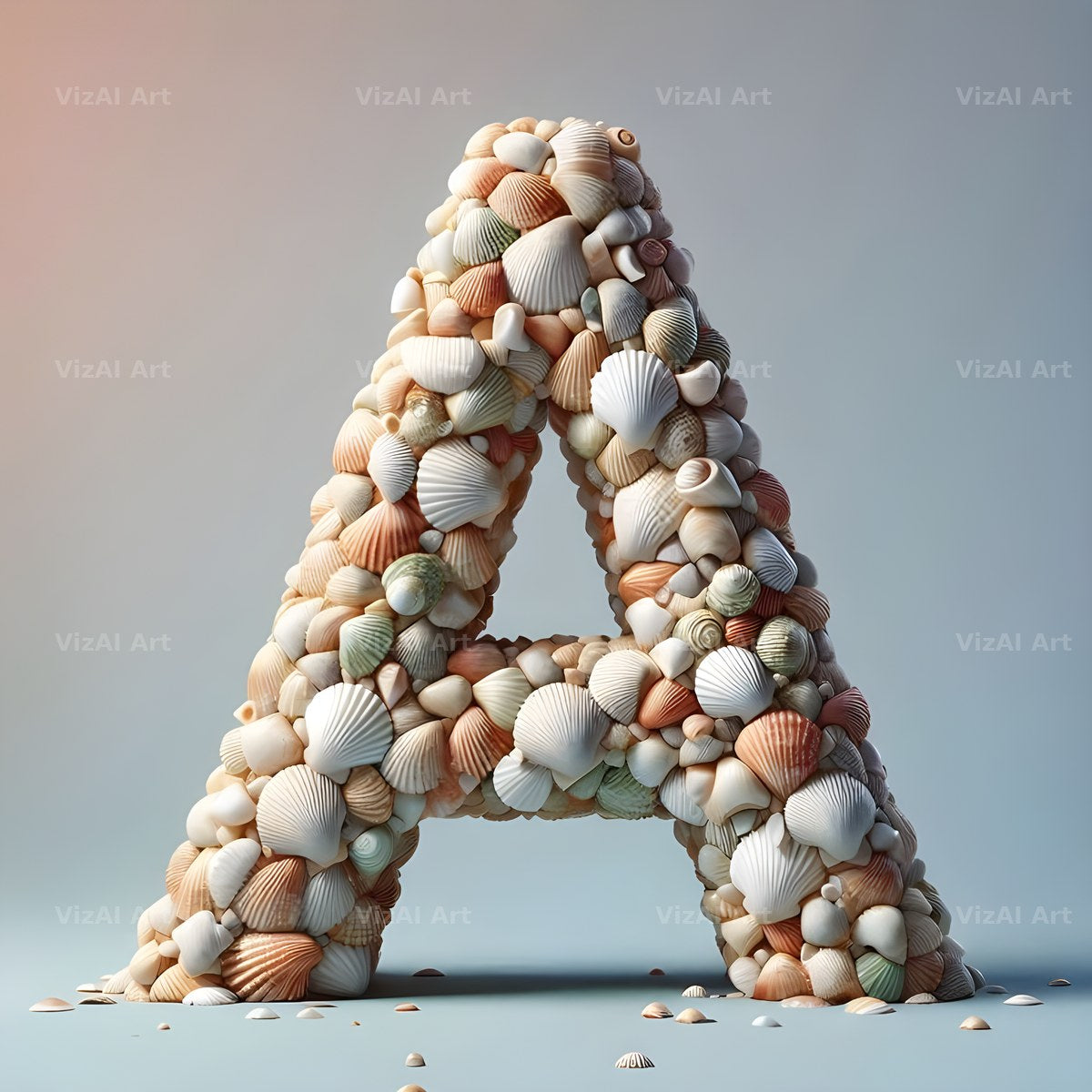 Seashell Beach Drift alphabet letter A