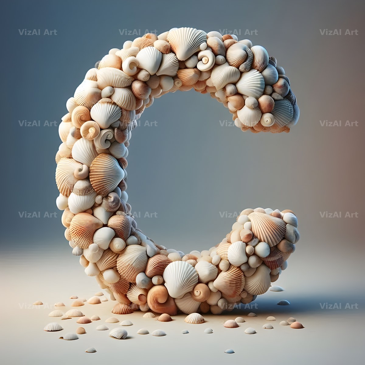 Seashell Beach Drift alphabet letter C
