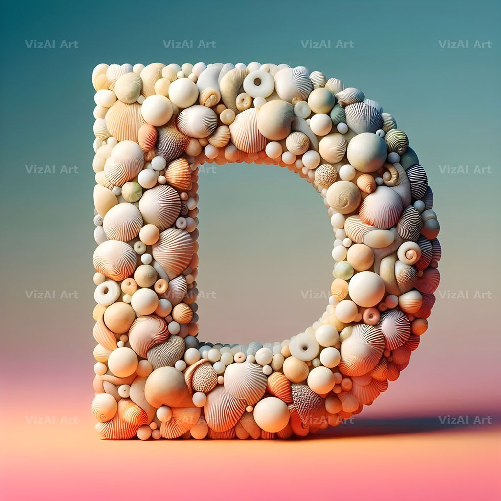 Seashell Beach Drift alphabet letter D