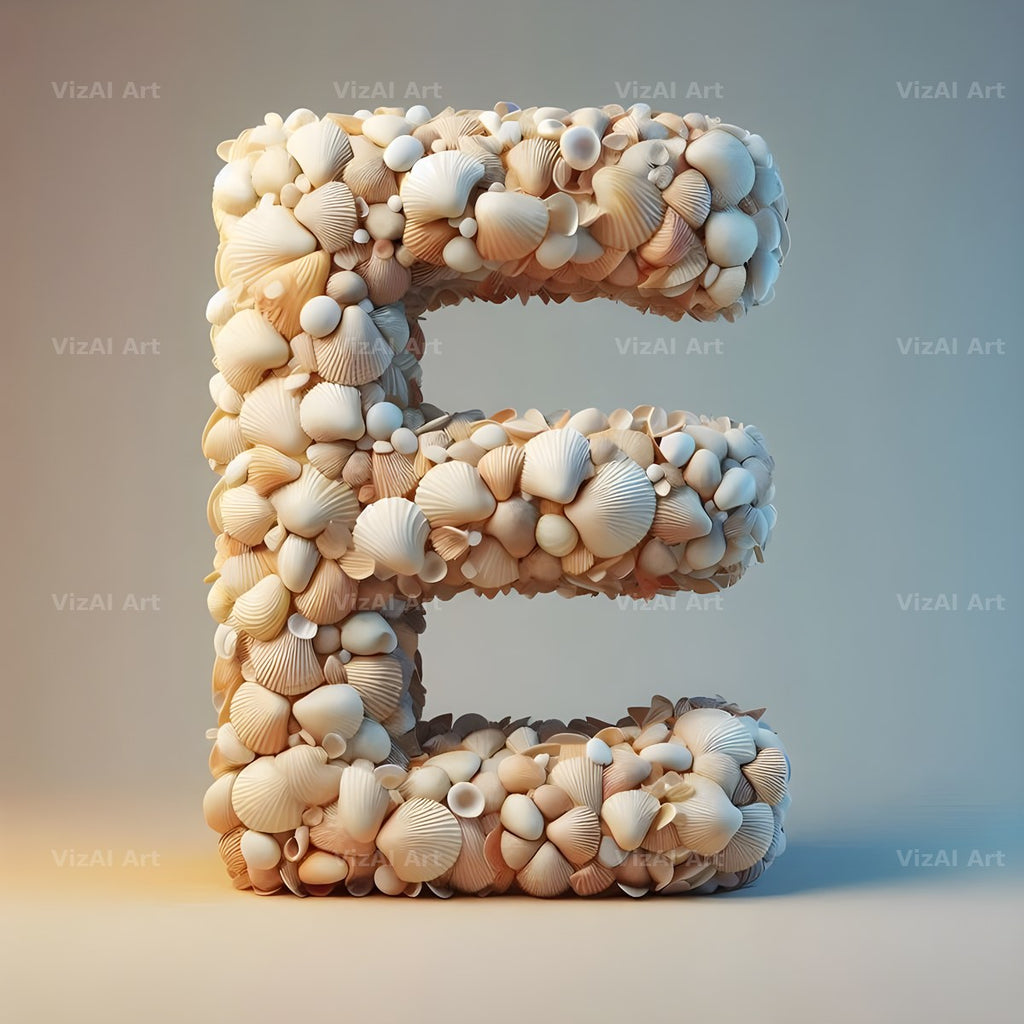 Seashell Beach Drift alphabet letter E
