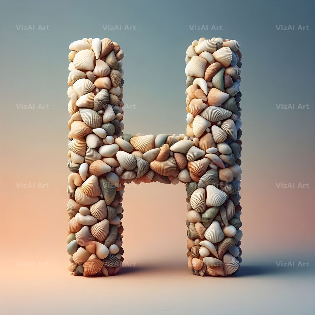 Seashell Beach Drift alphabet letter H