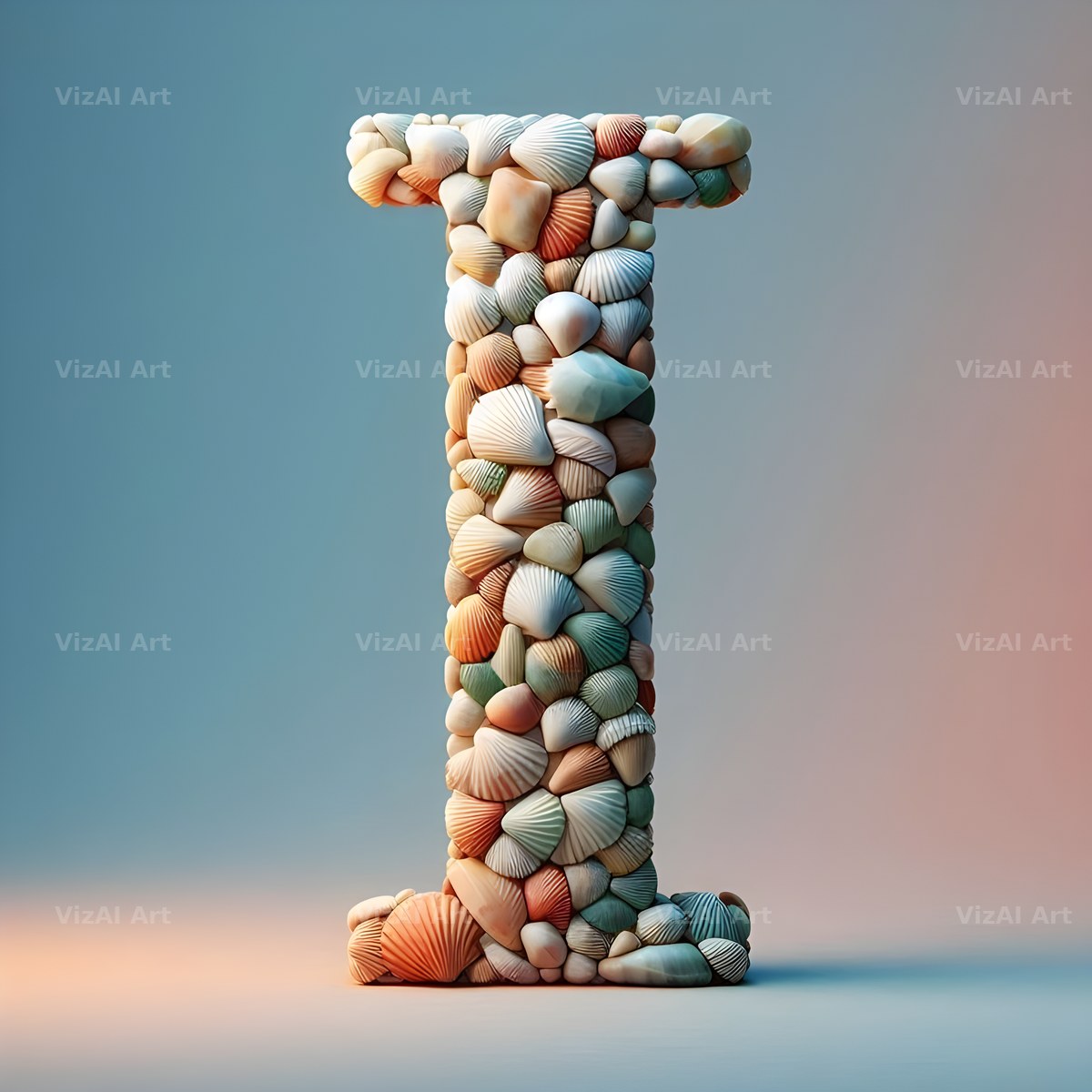 Seashell Beach Drift alphabet letter I