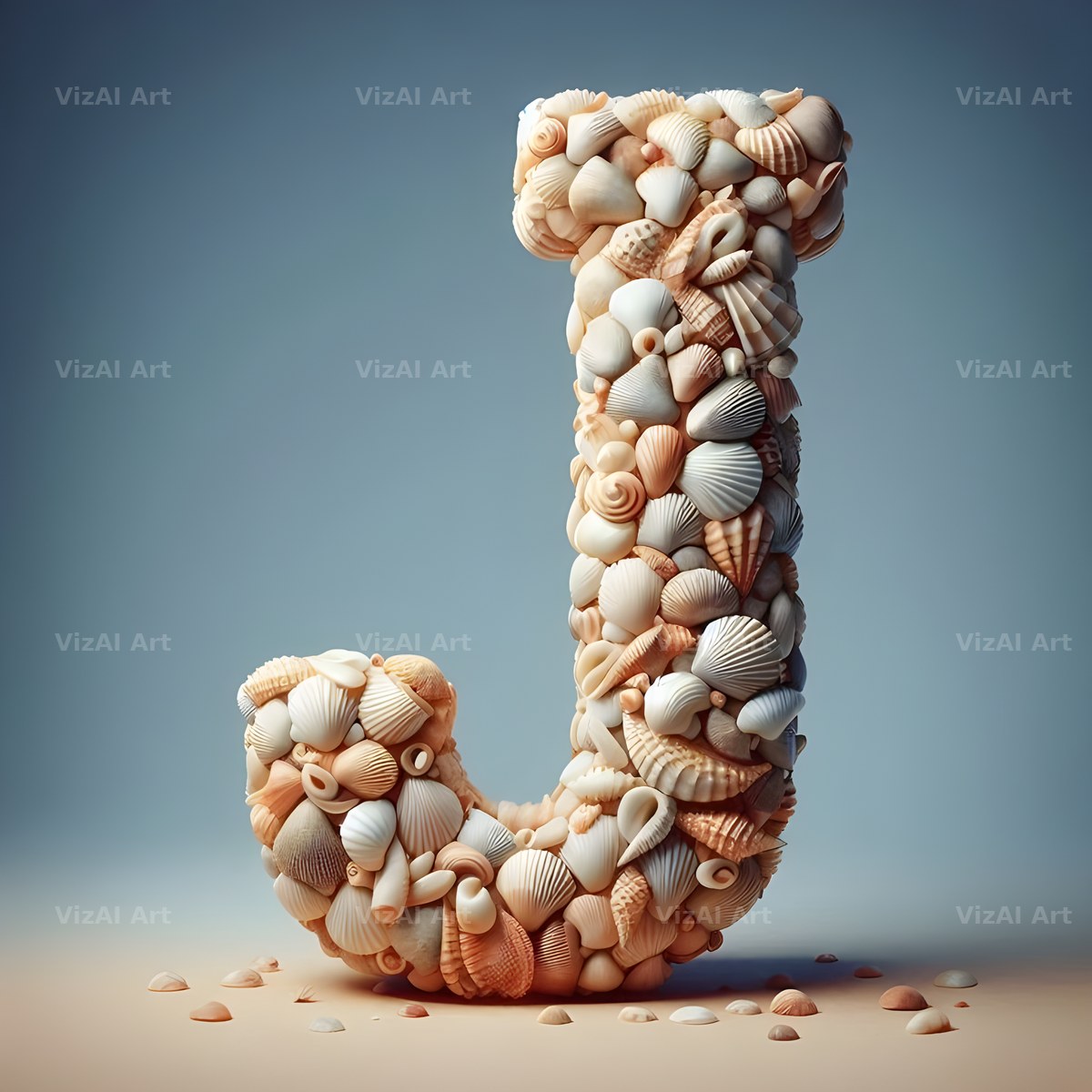 Seashell Beach Drift alphabet letter J