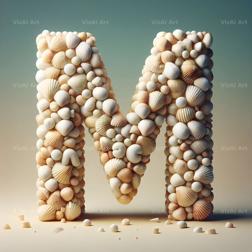Seashell Beach Drift alphabet letter M