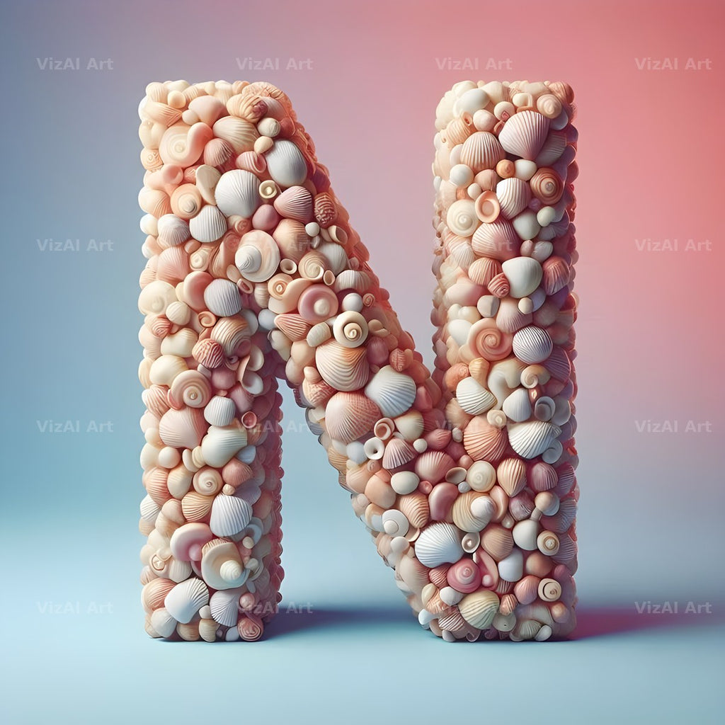 Seashell Beach Drift alphabet letter N