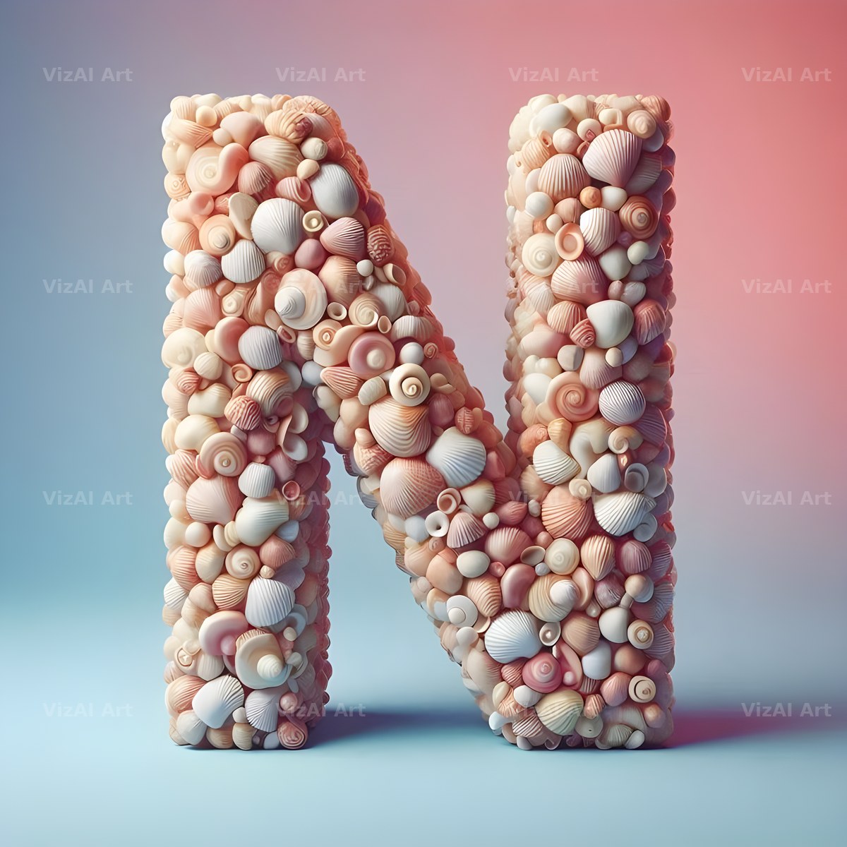 Seashell Beach Drift alphabet letter N