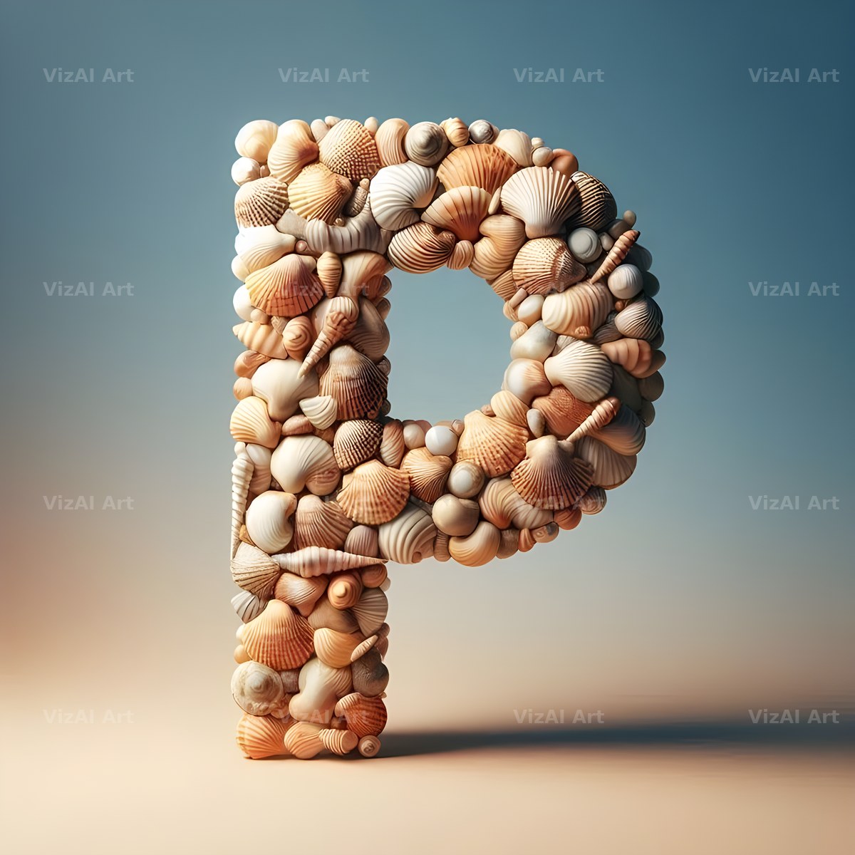 Seashell Beach Drift alphabet letter P